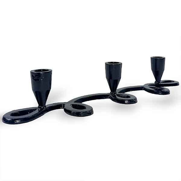 Handcrafted Twisted Triple Black Matte Aluminium Candle Holder Home Decor Accent Piece NEW