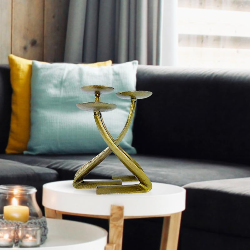 Handcrafted Vintage Inspired Brass Antique Aluminium TriStand Candle Holder NEW