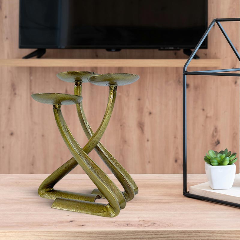 Handcrafted Vintage Inspired Brass Antique Aluminium TriStand Candle Holder NEW