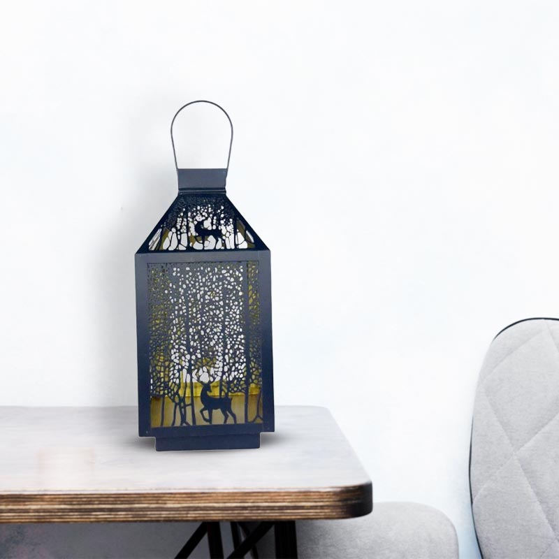 Exquisite Handmade Lantern with Gold Trim and Deer Design NEW