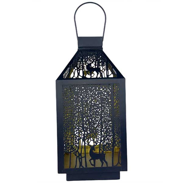 Exquisite Handmade Lantern with Gold Trim and Deer Design NEW