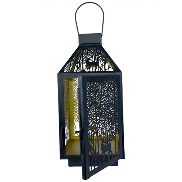 Exquisite Handmade Lantern with Gold Trim and Deer Design NEW