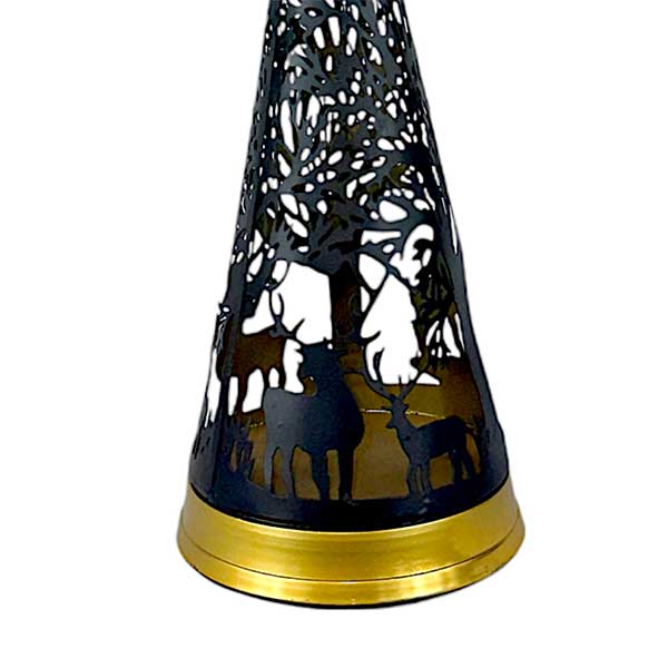 Handmade Elegance in Black Gold Cone Metal Candle Holder NEW