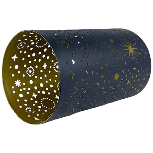 Handmade Elegance  Black  And Gold Star Candle Holder NEW