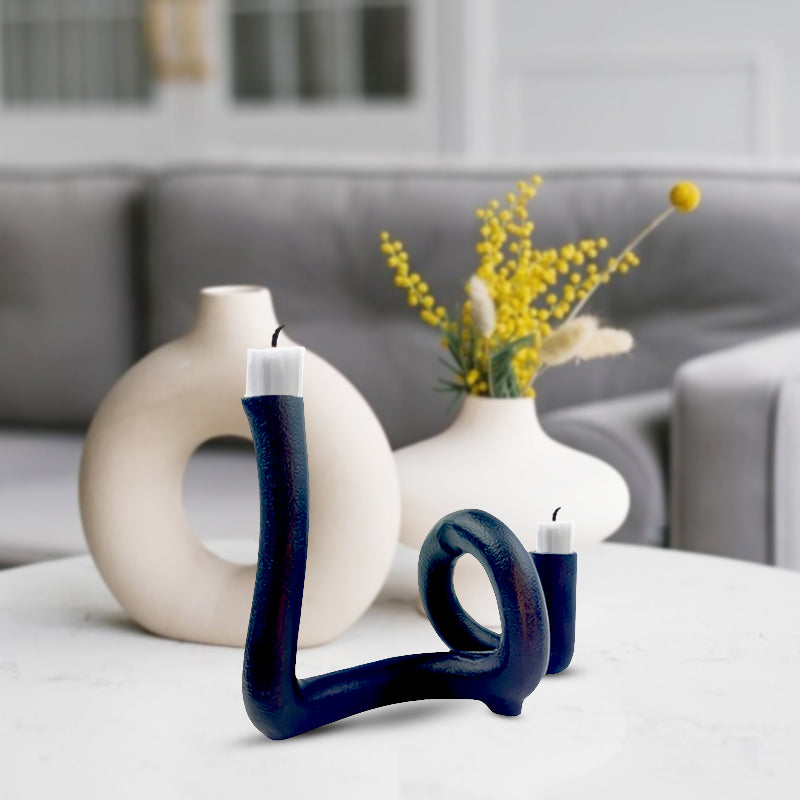 Handmade Black Aluminum Twist Candle Holder Modern Home Décor Versatile And Chic NEW