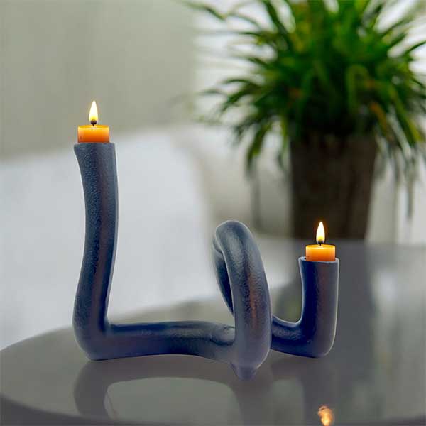 Handmade Black Aluminum Twist Candle Holder Modern Home Décor Versatile And Chic NEW