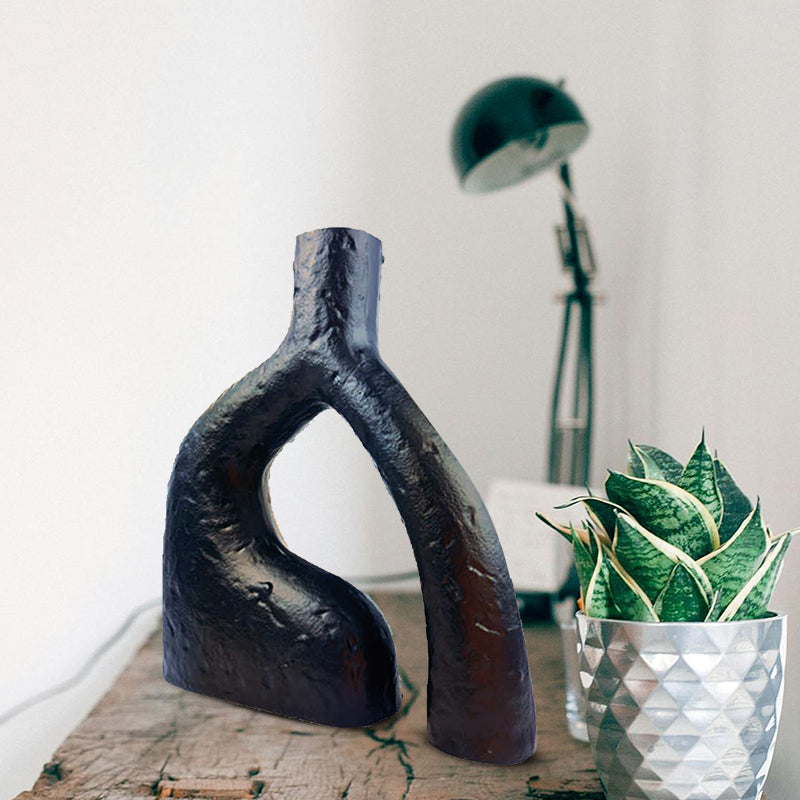 Handmade Abstract Black Aluminium Vase  Unique Artistic Decor for Home and Special Occasions NEW