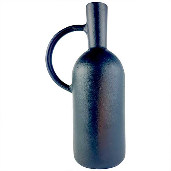 Handmade Modern Black Aluminium Jug Vase Stylish 30cm Decor for Home or Gift NEW