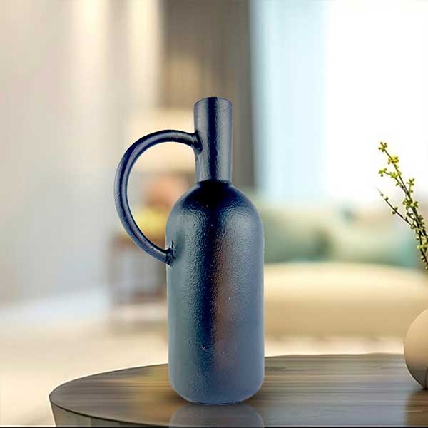 Handmade Modern Black Aluminium Jug Vase Stylish 30cm Decor for Home or Gift NEW