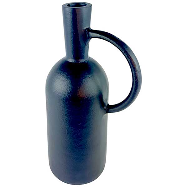 Handmade Modern Black Aluminium Jug Vase Stylish 30cm Decor for Home or Gift NEW
