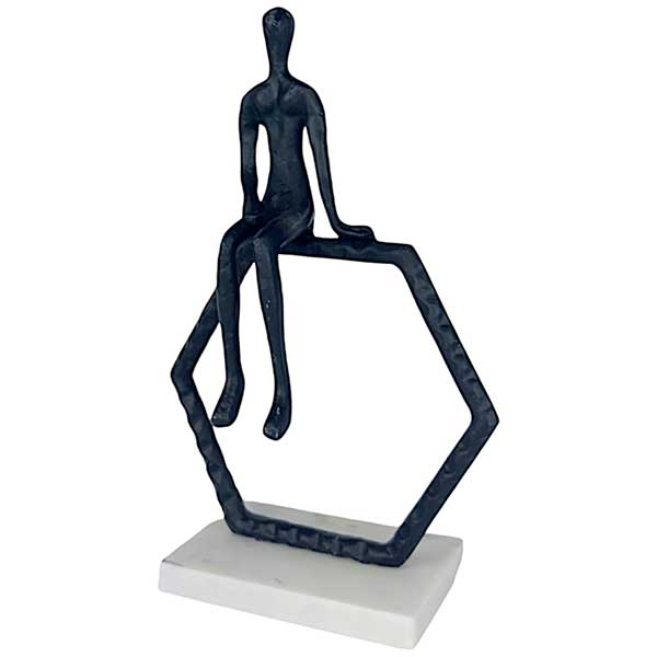 Handmade Captivating Aluminum Iron Casting Sitting Man Sculpture NEW