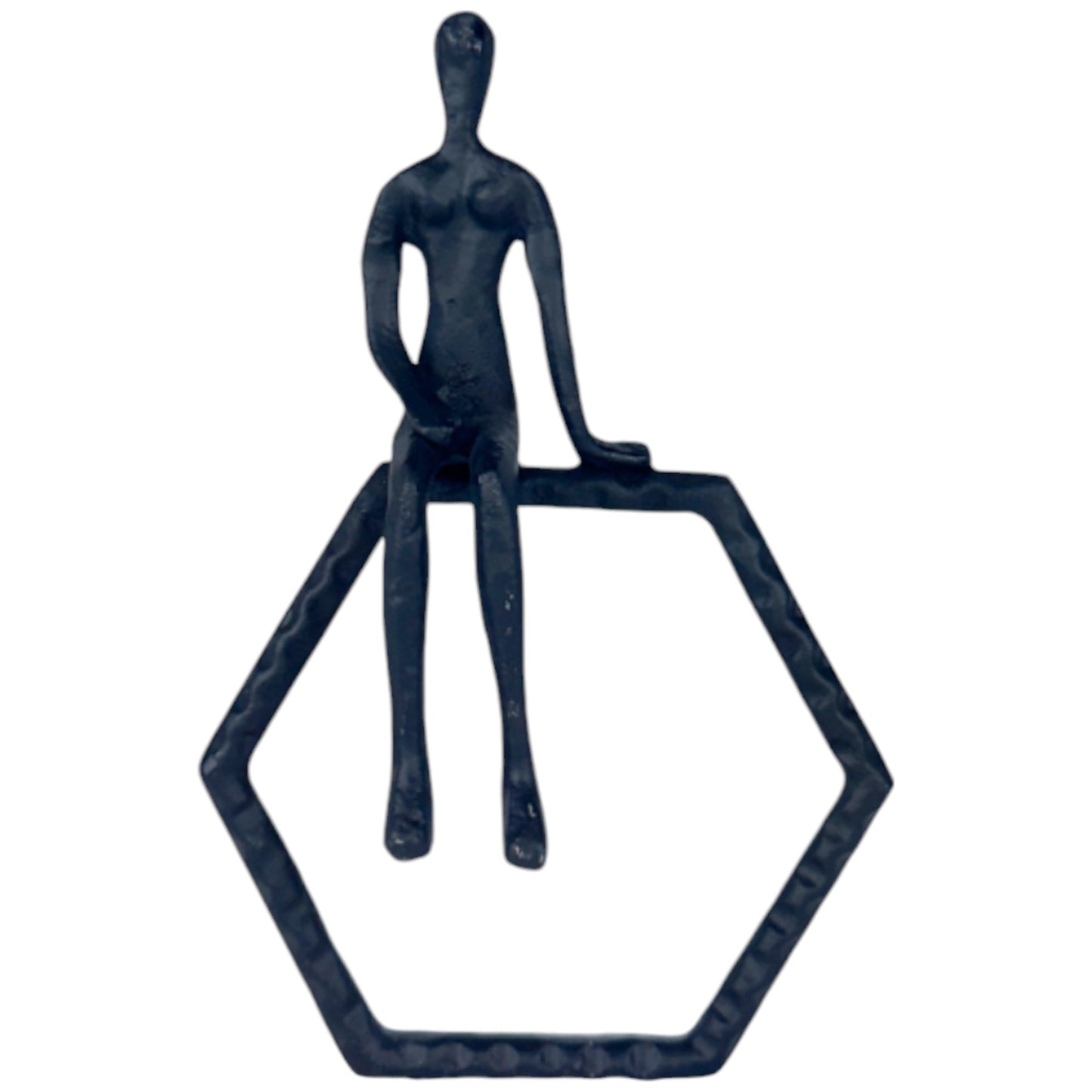 Handmade Captivating Aluminum Iron Casting Sitting Man Sculpture NEW