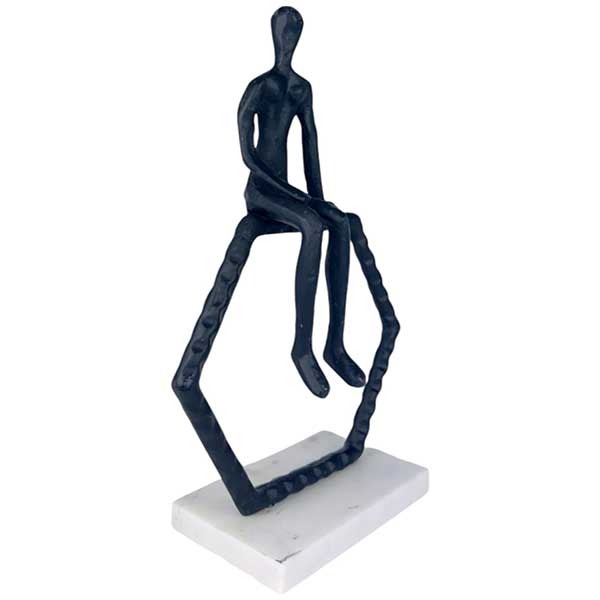 Handmade Captivating Aluminum Iron Casting Sitting Man Sculpture NEW