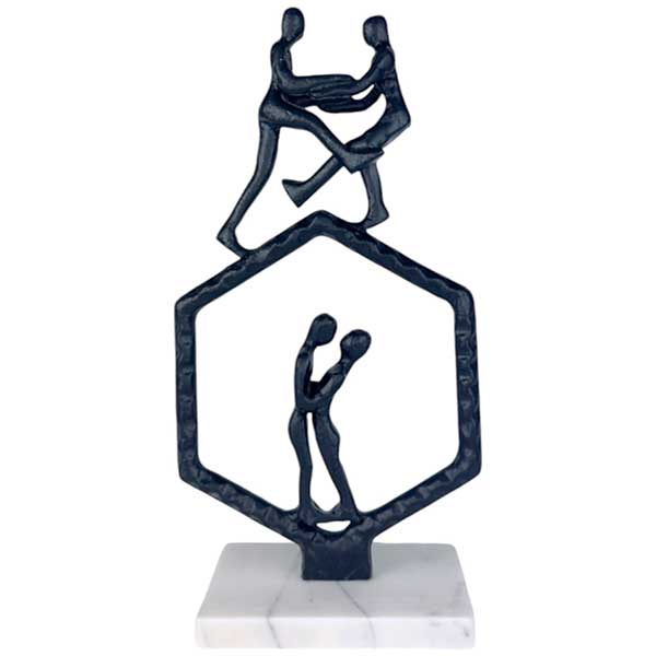Exquisite Handmade Dancing Pairs Sculpture  Unique Aluminum Iron Casting Art Piece NEW