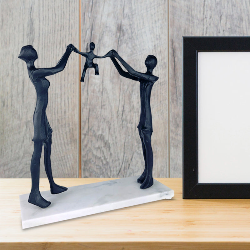 Exclusive Handmade Iron Family Figurine  Exceptional Home Decor NEW