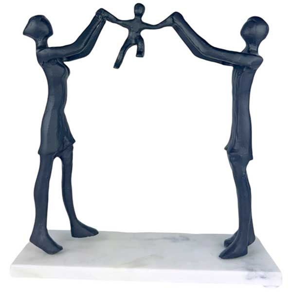 Exclusive Handmade Iron Family Figurine  Exceptional Home Decor NEW