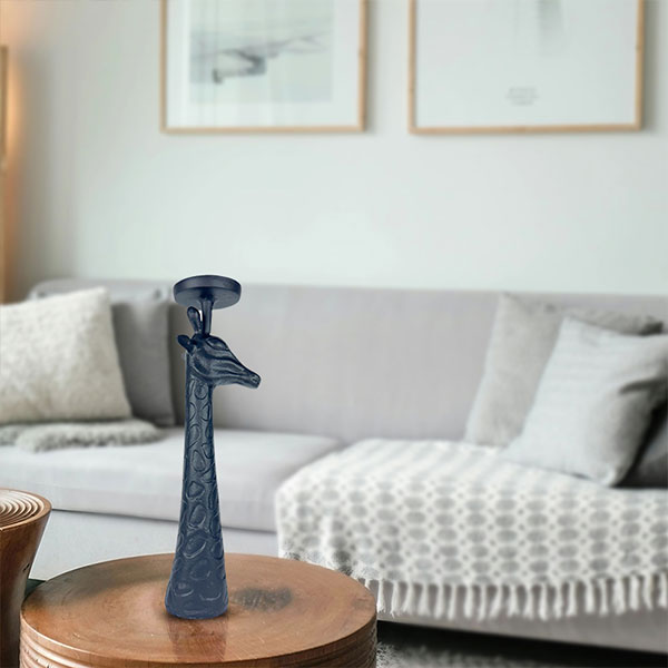 Handcrafted Black Aluminium Giraffe Head Candle Holder Dual Function Home Accent NEW