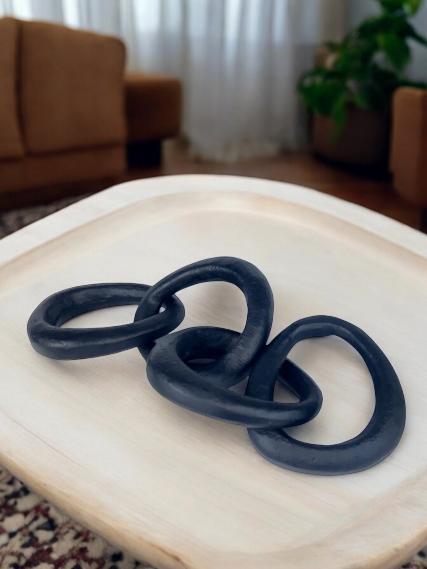 Handmade Black Aluminum Link Chain Sculpture Modern Art for Industrial Chic Decor NEW