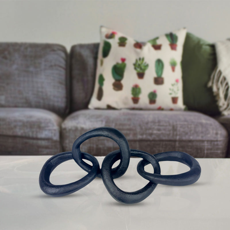 Handmade Black Aluminum Link Chain Sculpture Modern Art for Industrial Chic Decor NEW