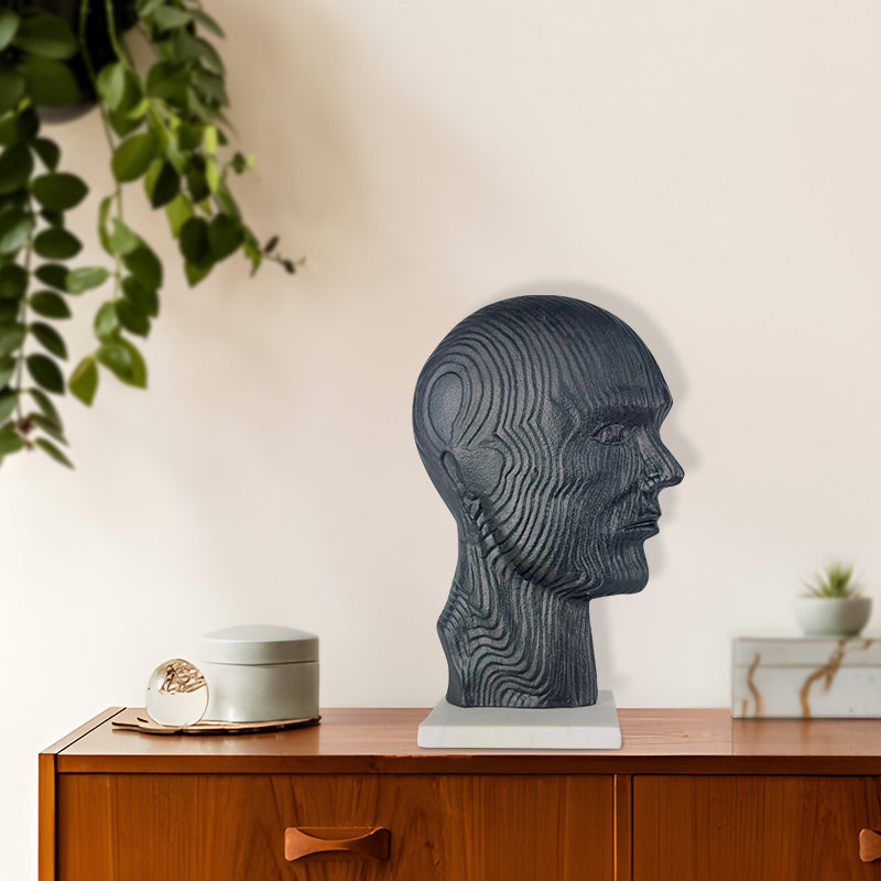 Handcrafted Aluminium Iron 3D Face Sculpture on Marble Base  Stylish Artistic Decor NEW
