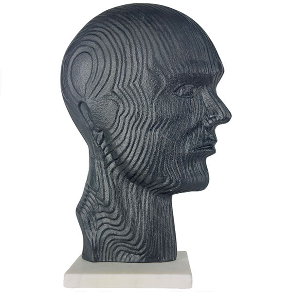 Handcrafted Aluminium Iron 3D Face Sculpture on Marble Base  Stylish Artistic Decor NEW