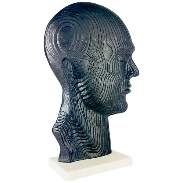 Handcrafted Aluminium Iron 3D Face Sculpture on Marble Base  Stylish Artistic Decor NEW