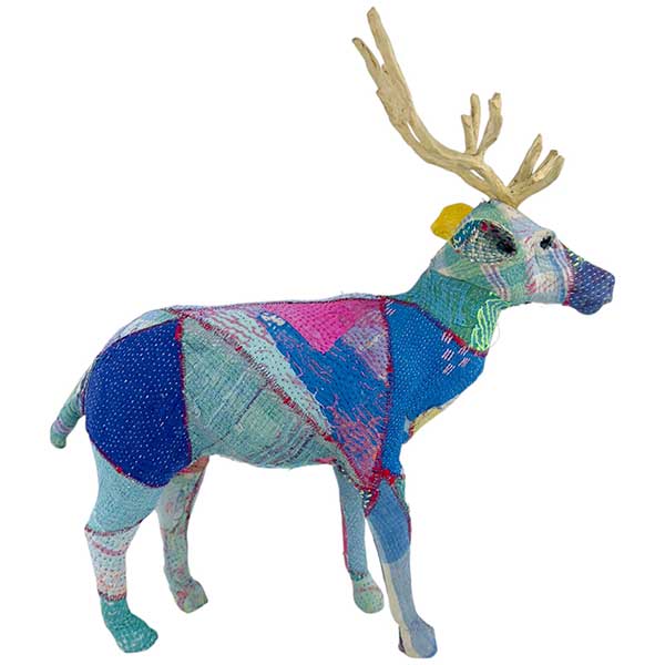Handmade Blitzen Reindeer Sculpture Multicolour Statement Decor for Animal Theme Home Styles NEW