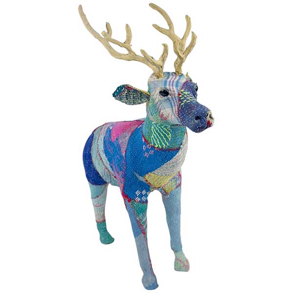Handmade Blitzen Reindeer Sculpture Multicolour Statement Decor for Animal Theme Home Styles NEW