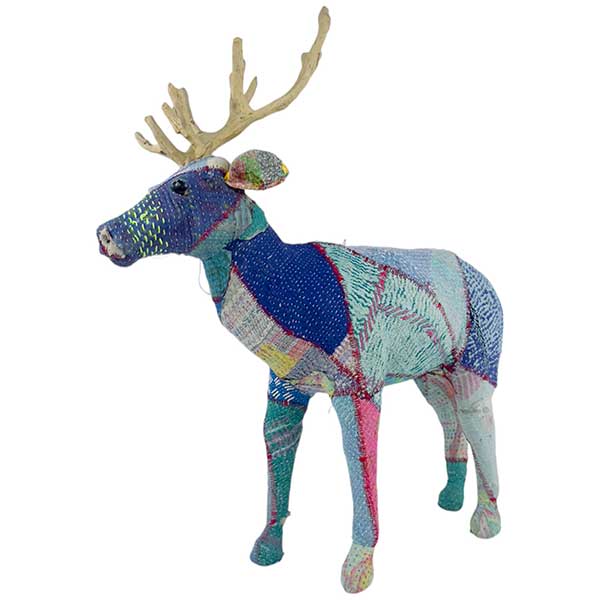 Handmade Blitzen Reindeer Sculpture Multicolour Statement Decor for Animal Theme Home Styles NEW