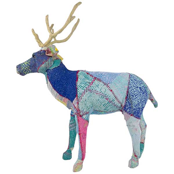 Handmade Blitzen Reindeer Sculpture Multicolour Statement Decor for Animal Theme Home Styles NEW