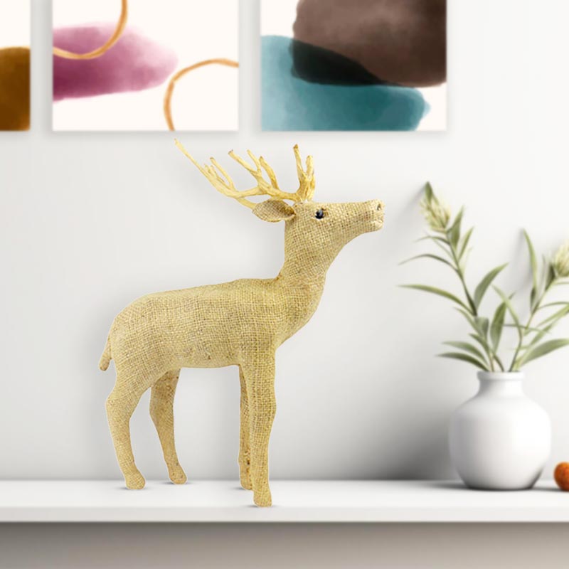 Handmade Vixen Reindeer Sculpture Rustic Animal Themed Home Decor NEW