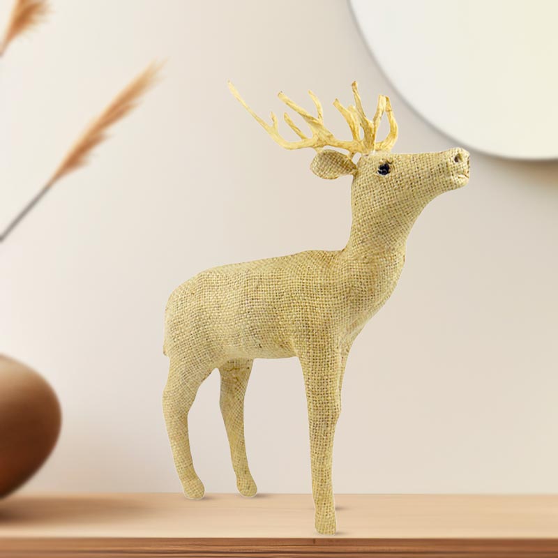 Handmade Vixen Reindeer Sculpture Rustic Animal Themed Home Decor NEW