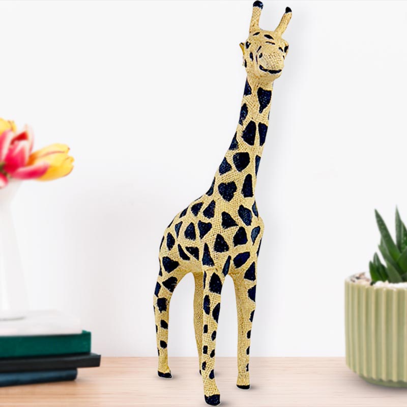 Artisan Crafted Archie Giraffe Sculpture  Handmade Blend of Galvanized Wire  And Jute  NEW