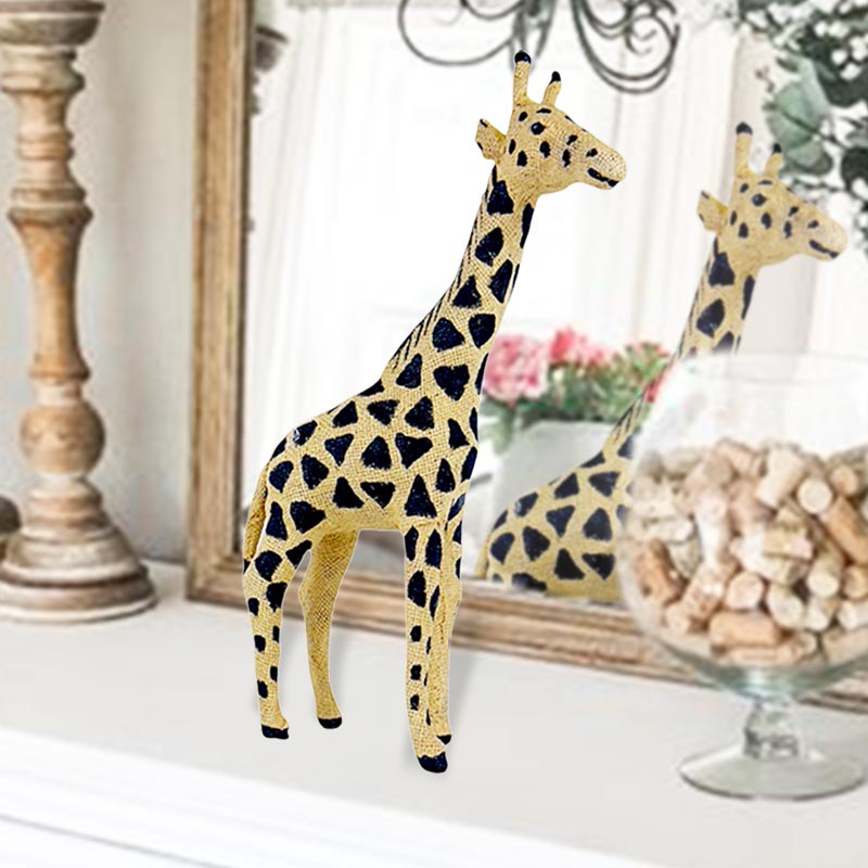 Artisan Crafted Archie Giraffe Sculpture  Handmade Blend of Galvanized Wire  And Jute  NEW
