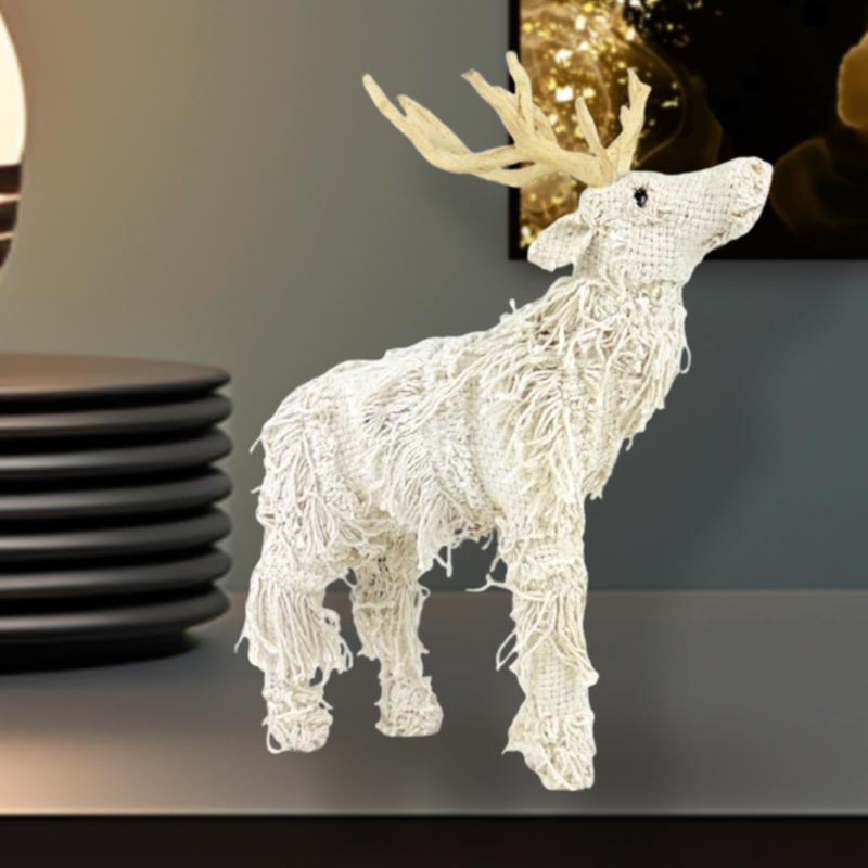 Handmade Comet Frilled Reindeer Decor  Elegant Wire Paper Pulp Fabric Artistic Piece  NEW