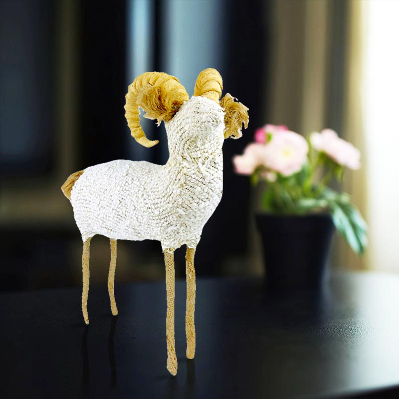Handmade Rustic Boucle Sheep Decor  Quality Crafted Animal Accent for Elegant Home Interiors NEW