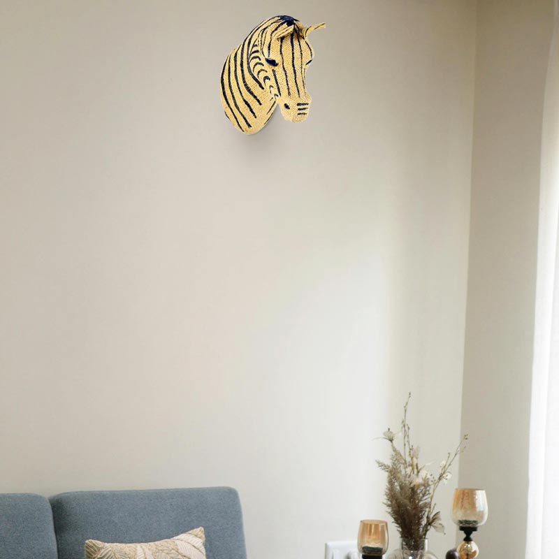 Handcrafted Zebra Head Jute Wall Art  ModernExotic Statement Piece for Home Decor NEW