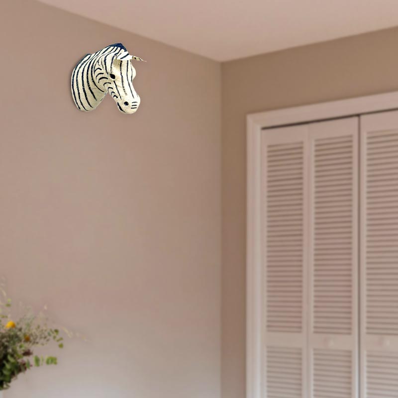 Handcrafted Zebra Head Wall Art Animal Themed Inspirational Wildlife Cotton Decor NEW