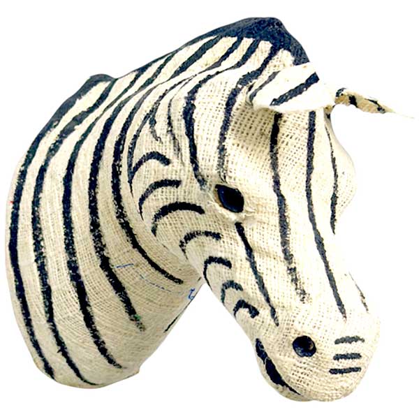 Handcrafted Zebra Head Wall Art Animal Themed Inspirational Wildlife Cotton Decor NEW