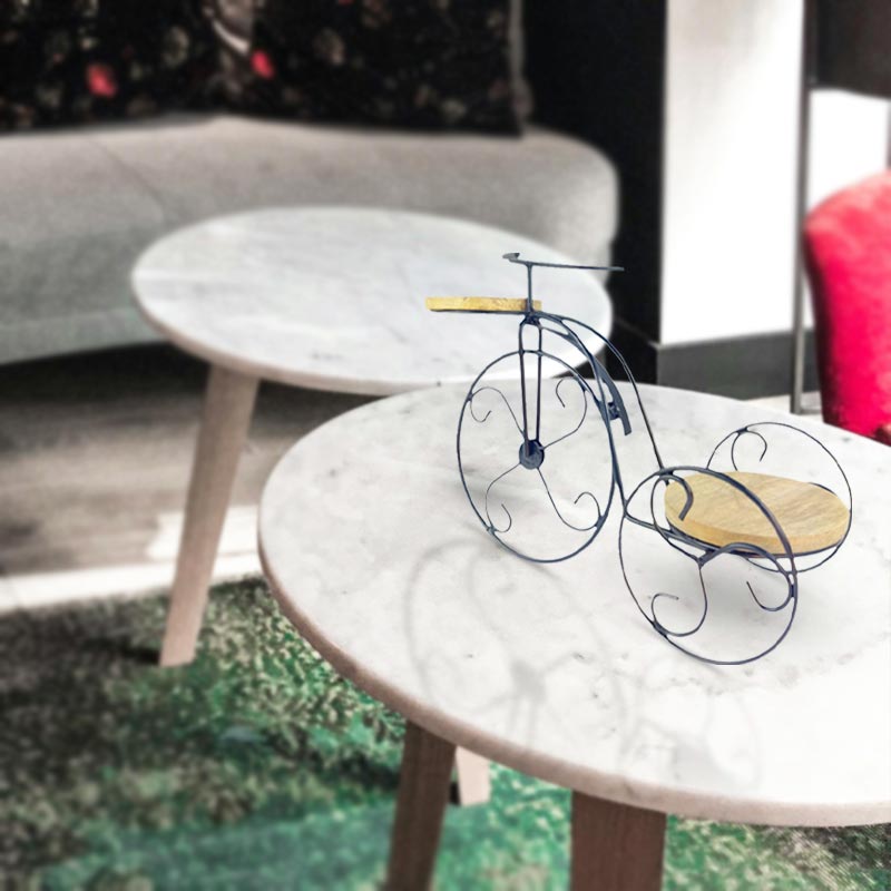 Handcrafted Rustic Elegant Tri Bike Tealight Holder Whimsical Wooden and Iron Table Accent  NEW
