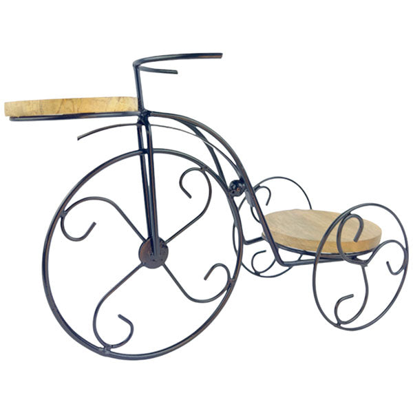 Handcrafted Rustic Elegant Tri Bike Tealight Holder Whimsical Wooden and Iron Table Accent  NEW