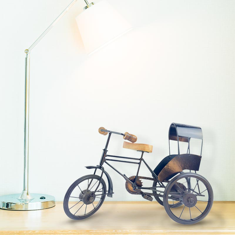 Handmade Rustic Wooden Baby Rickshaw Playful Table Accent NEW