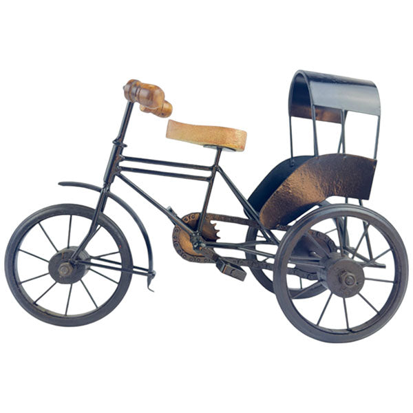 Handmade Rustic Wooden Baby Rickshaw Playful Table Accent NEW