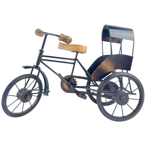 Handmade Rustic Wooden Baby Rickshaw Playful Table Accent NEW