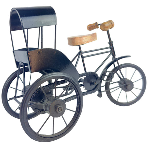 Handmade Rustic Wooden Baby Rickshaw Playful Table Accent NEW