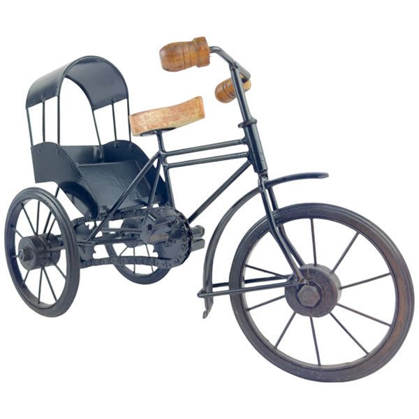 Handmade Rustic Wooden Baby Rickshaw Playful Table Accent NEW
