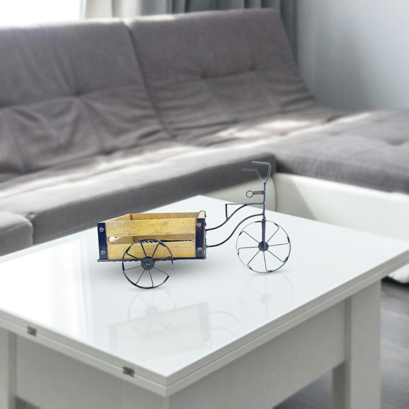 Handmade Rustic Wooden Cart  A Unique Industrial Accent Table for Home Decor NEW