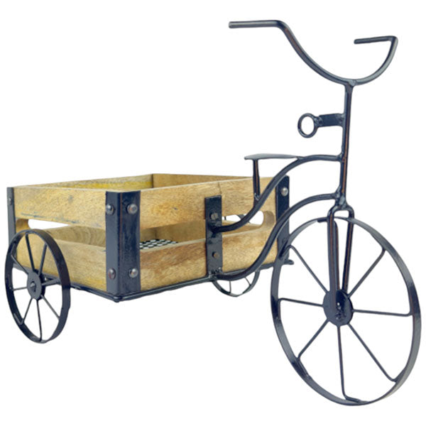 Handmade Rustic Wooden Cart  A Unique Industrial Accent Table for Home Decor NEW