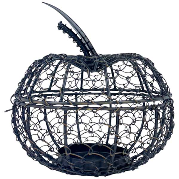 Handcrafted Intricate Wire Apple Tealight Holder with Antique Brass Finish 17x18 cm NEW