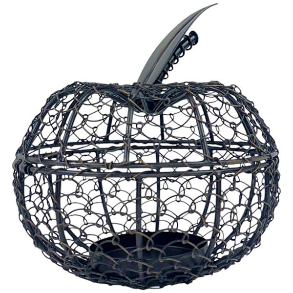 Handcrafted Intricate Wire Apple Tealight Holder with Antique Brass Finish 17x18 cm NEW